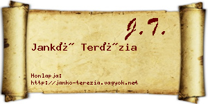 Jankó Terézia névjegykártya